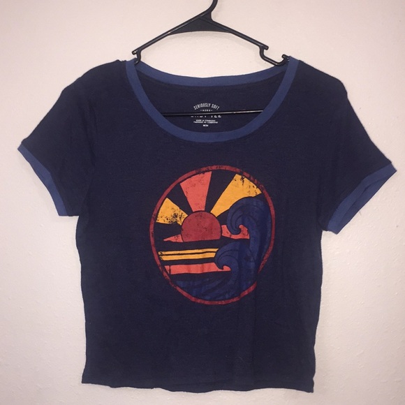 Aeropostale Tops - blue crop top with sunset